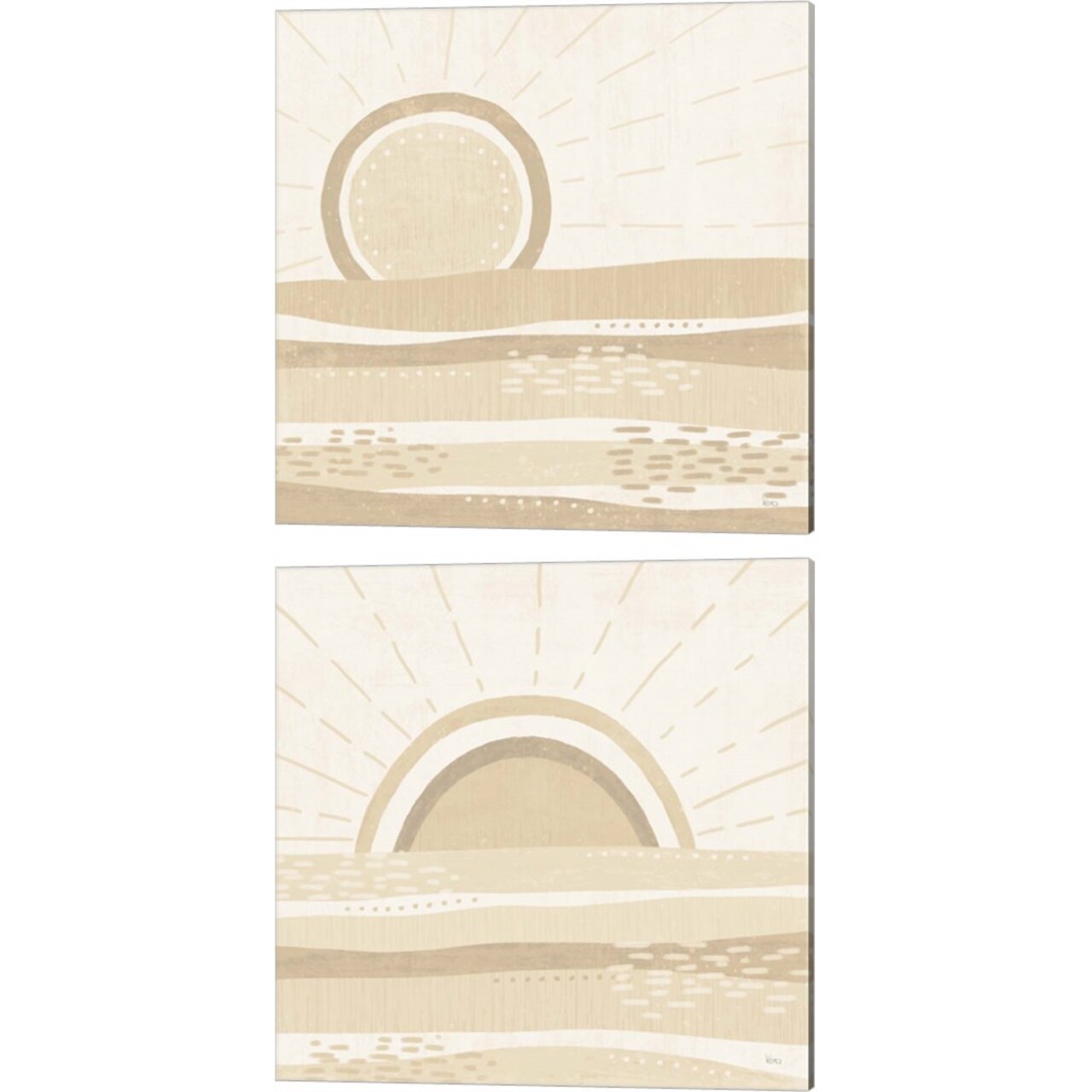 Sweet Summer Neutral by Veronique Charron 14" x 14" Canvas Wall Art (Set of 2)